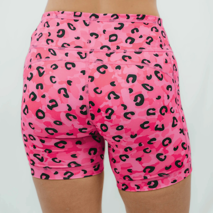 Womens Flexion 5" Compression Short - Jag Camo Fuchsia