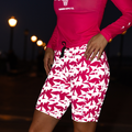 Womens Flexion 8" Compression Short - Shatter Pace Neon Pink Flash Reflective