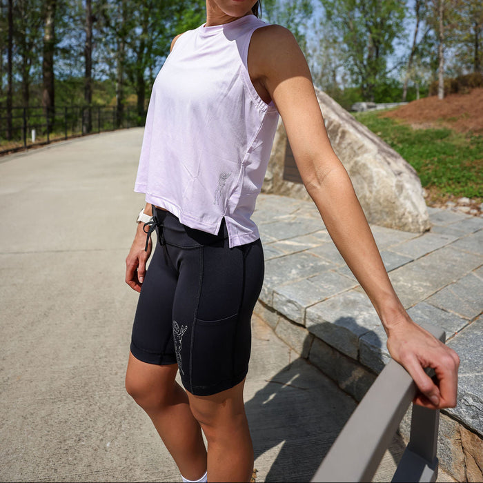 Womens Flexion 8" Compression Short - Stealth Black