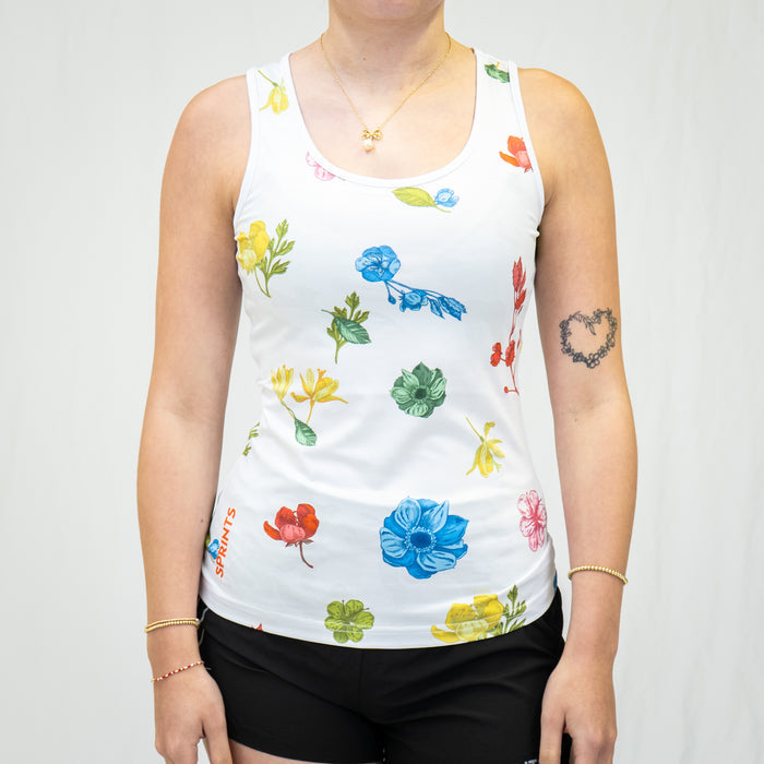 Woman wearing the Bloomsgate Running Tank