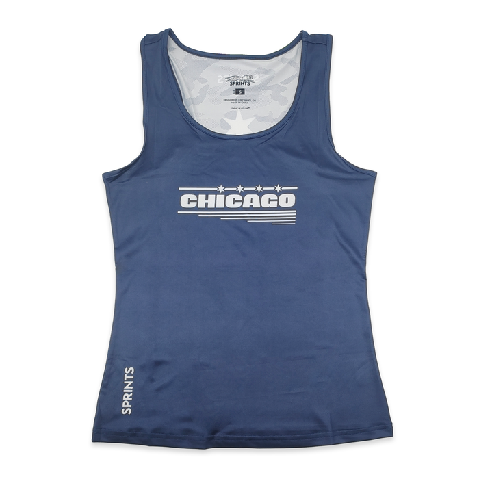 Womens Running Tank - Chicago Four Star Blue - front view