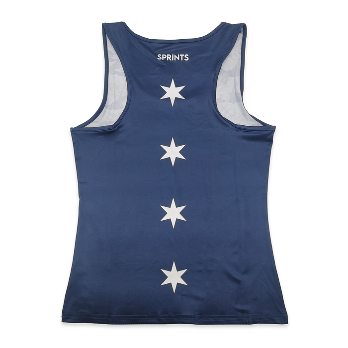 Womens Running Tank - Chicago Four Star Blue - back view