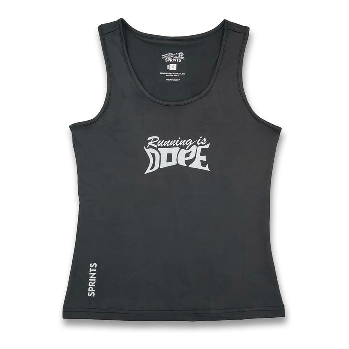 Womens Running Tank - Running is Dope Reflective - front view