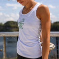 Woman wearing the Slow Days Still Count Running Tank