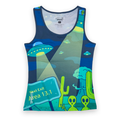 Womens Running Tank - Uninvited Alien Antics - front view