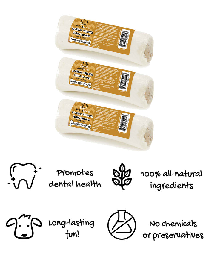 WoofBones Filled Shin Bone - Cheese Flavor (Large)