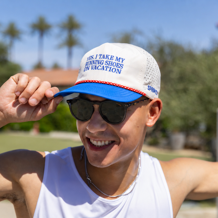 Back view of the Yes, I Take My Running Shoes on Vacation EZ Rope Snapback Hat showing the snapback closure